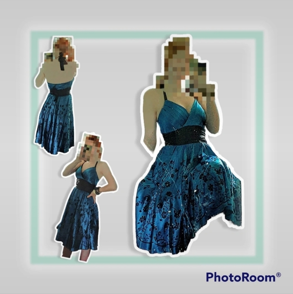 Floral Halter Top Dress - Cyan/Blue